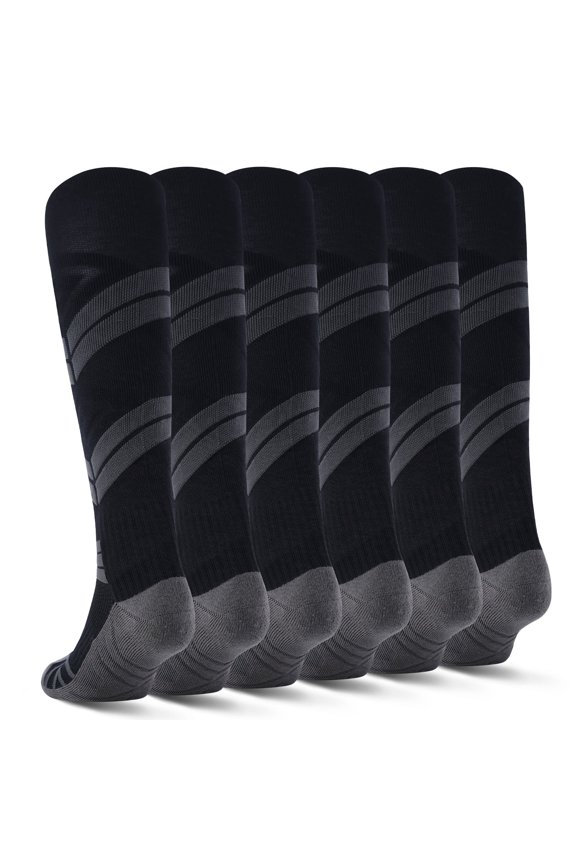 Men's Compression Socks 3 Pairs, 15-20mmHg Athletic Mid-Calf Socks with Arch Support, Moisture Wicking Running Gym Socks for Recovery, Size 6.5-9