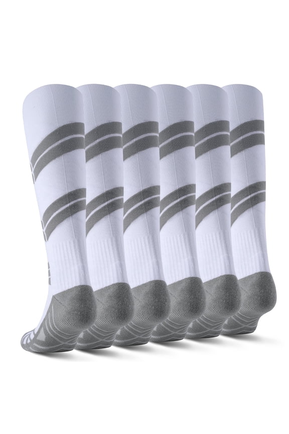 Men's Compression Socks 3 Pairs, 15-20mmHg Athletic Mid-Calf Socks with Arch Support, Moisture Wicking Running Gym Socks for Recovery, Size 6.5-9