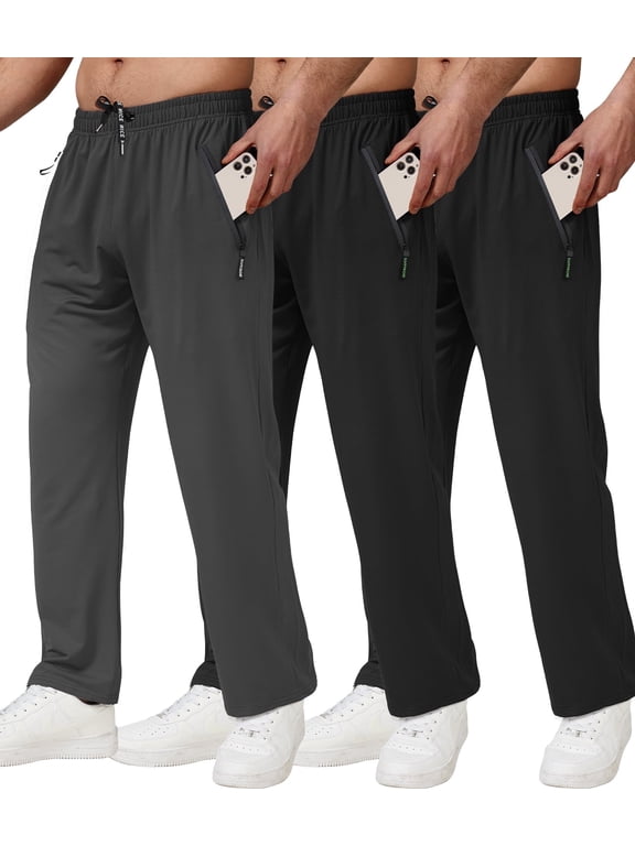 3 Pack Men's Sweatpants with Zip Pockets,Joggers Pants,Lightweight Workout Athletic Pants Gifts for Men