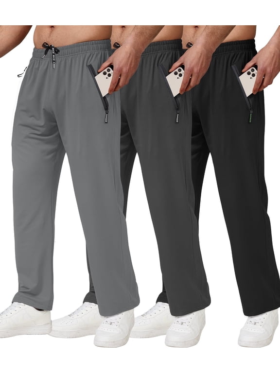 3 Pack Men's Sweatpants with Zip Pockets,Joggers Pants,Lightweight Workout Athletic Pants Gifts for Men