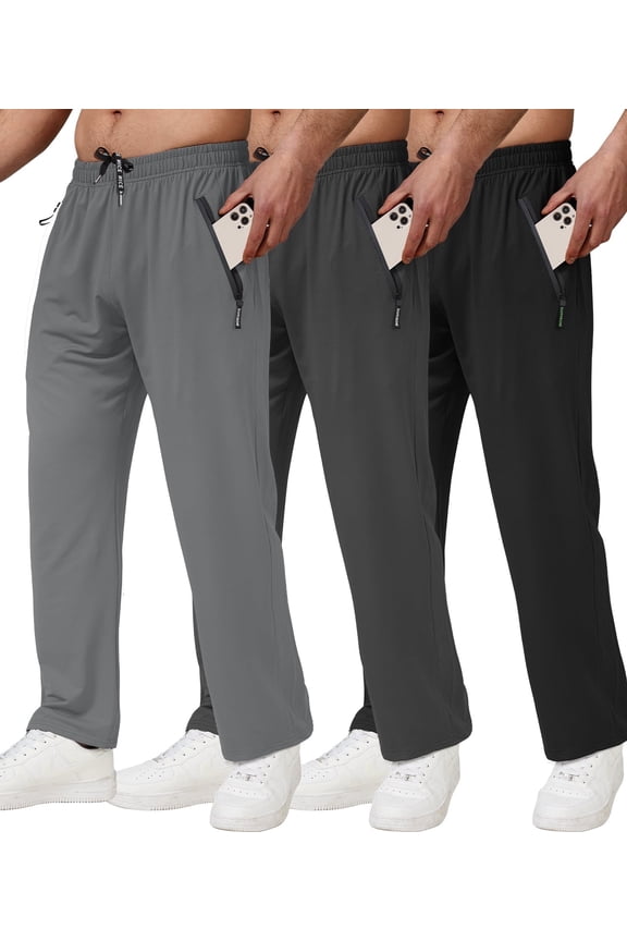 3 Pack Men's Sweatpants with Zip Pockets,Joggers Pants,Lightweight Workout Athletic Pants Gifts for Men