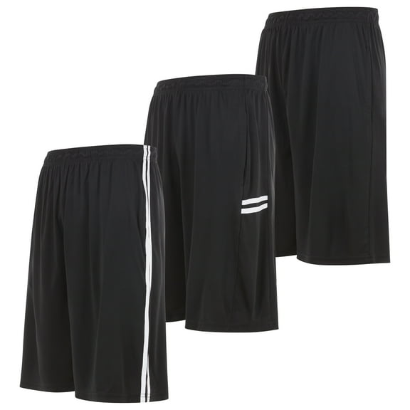 3 Pack Men's Athletic Shorts with Pockets and Elastic Waist – 9-Inch Quick Dry Fit Moisture Wicking Gym Workout Shorts for Men for Basketball, Running, Soccer, Tennis, Sports Training (Up to 3XL)