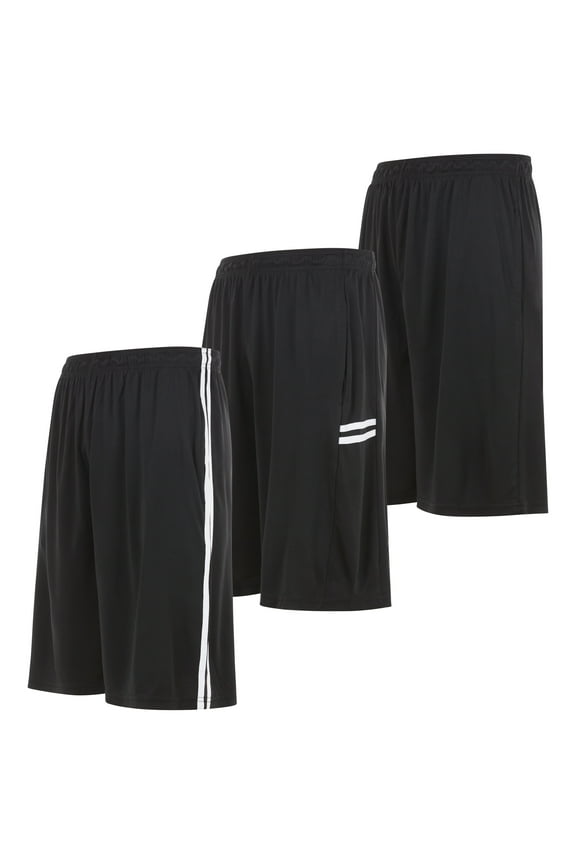3 Pack Men's Athletic Shorts with Pockets and Elastic Waist – 9-Inch Quick Dry Fit Moisture Wicking Gym Workout Shorts for Men for Basketball, Running, Soccer, Tennis, Sports Training (Up to 3XL)