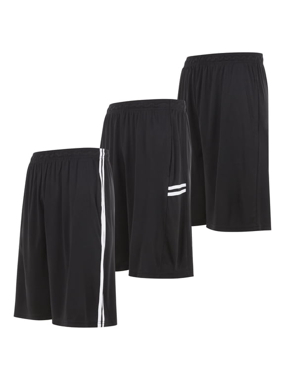 3 Pack Men's Athletic Shorts with Pockets and Elastic Waist – 9-Inch Quick Dry Fit Moisture Wicking Gym Workout Shorts for Men for Basketball, Running, Soccer, Tennis, Sports Training (Up to 3XL)