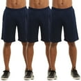 thumbnail image 1 of 3 Pack Men’s Athletic Shorts Running with Pockets Drawstring S-3XL Regular Big & Tall Solid Elastic Waist Training Gym Workout Sports Bottoms Menswear, 1 of 4