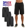thumbnail image 1 of 3 Pack Men’s Athletic Shorts Running with Pockets Drawstring S-3XL Regular Big & Tall Solid Elastic Waist Training Gym Workout Sports Bottoms Menswear, 1 of 4