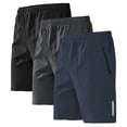 thumbnail image 1 of BUYJYA 3 Pack Men's Athletic Shorts Set with Zipper Pockets Elasticated Waistband Quick Dry Workout Shorts for Basketball, 1 of 7