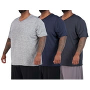 Real Essentials 3 Pack: Mens Big & Tall V-Neck Short-Sleeve Tech Stretch Dry-Fit T-Shirt (3X Tall-5X Tall)