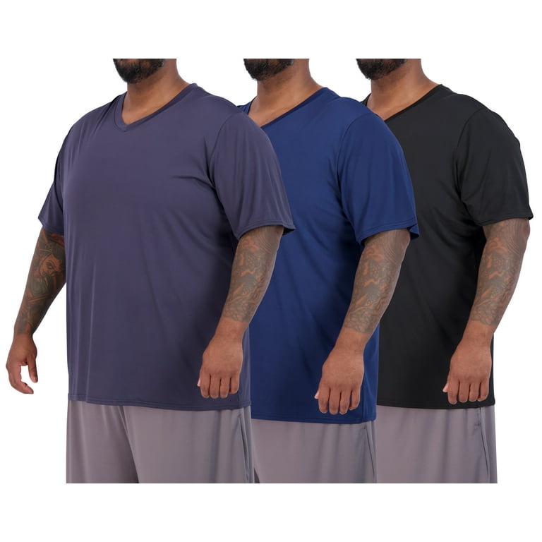 3 Pack Men s Big Tall V Neck Short Sleeve Tech Stretch Dry Fit T Shirt Walmart