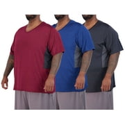 Real Essentials 3 Pack: Mens Big & Tall V-Neck Short-Sleeve Tech Stretch Dry-Fit T-Shirt (3X Tall-5X Tall)