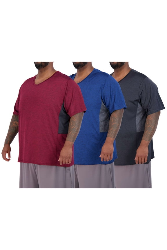 3 Pack: Mens Big & Tall V-Neck Short-Sleeve Tech Stretch Dry-Fit T-Shirt (3X Tall-5X Tall)