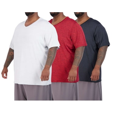 Real Essentials 3 Pack: Mens Big & Tall V-Neck Short-Sleeve Tech Stretch Dry-Fit T-Shirt (3X Tall-5X Tall)