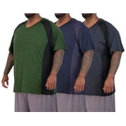 Real Essentials 3 Pack: Mens Big & Tall V-Neck Short-Sleeve Tech Stretch Dry-Fit T-Shirt (3X Tall-5X Tall)