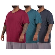 Real Essentials 3 Pack: Mens Big & Tall V-Neck Short-Sleeve Tech Stretch Dry-Fit T-Shirt (3X Tall-5X Tall)