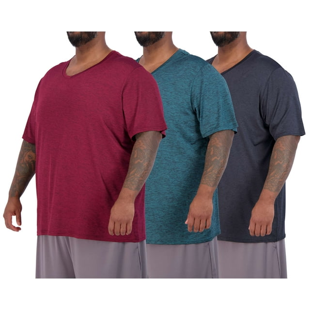 Real Essentials Men's Big & Tall 3-Pack V-Neck Short-Sleeve Dry-Fit T ...