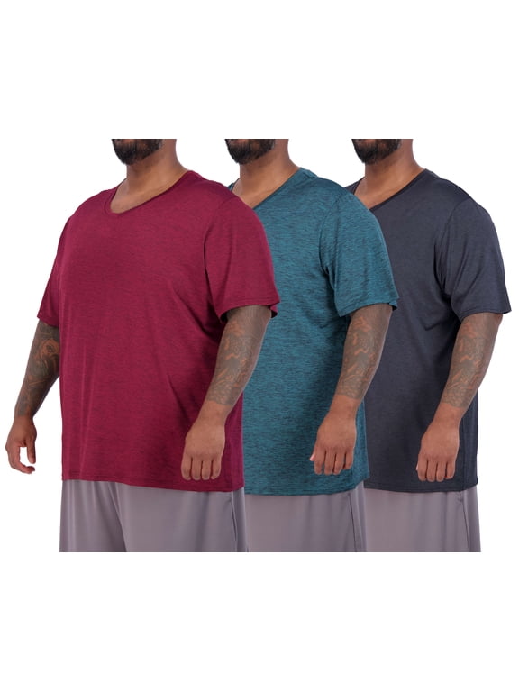 3 Pack: Mens Big & Tall V-Neck Short-Sleeve Tech Stretch Dry-Fit T-Shirt (3X Tall-5X Tall)