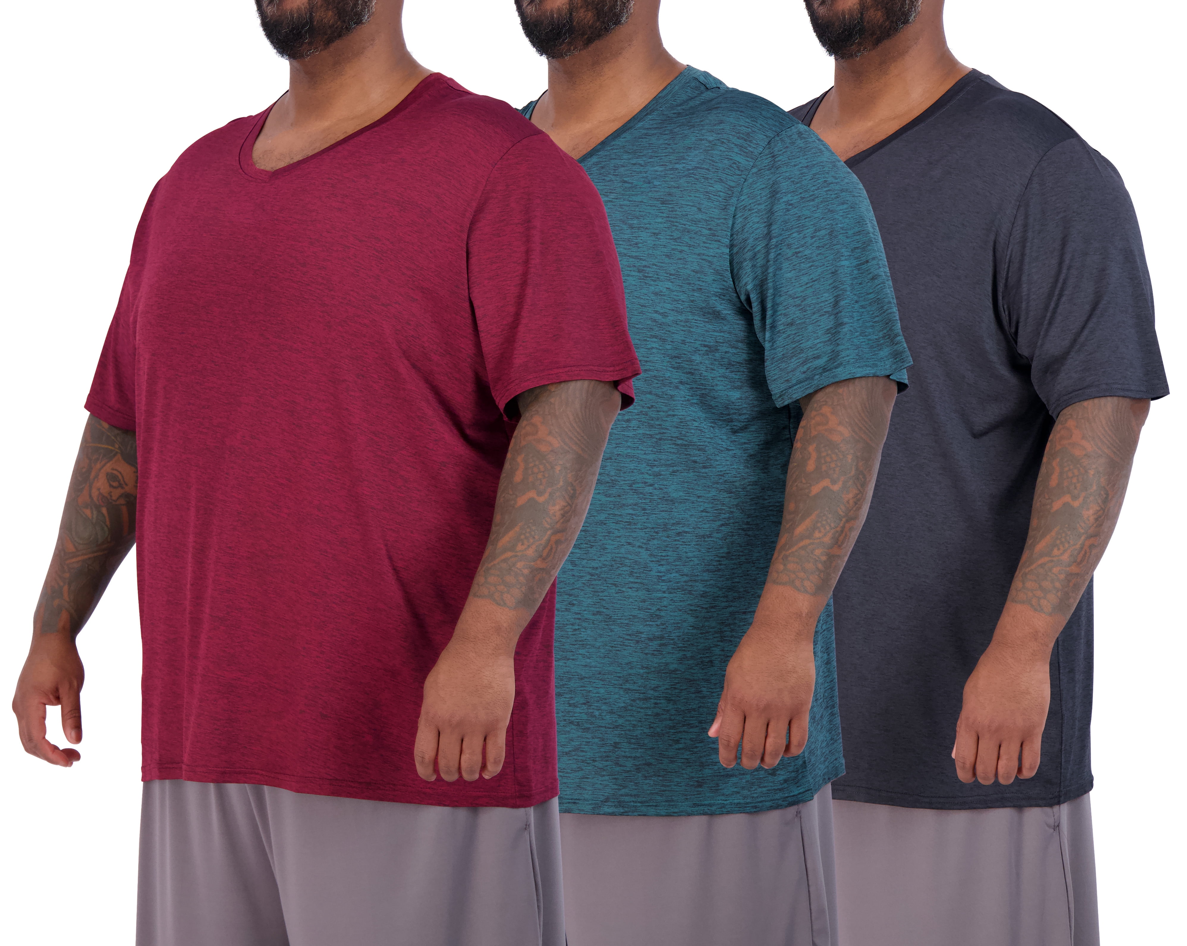 Real Essentials Men's Big & Tall 3-Pack V-Neck Short-Sleeve Dry-Fit T ...