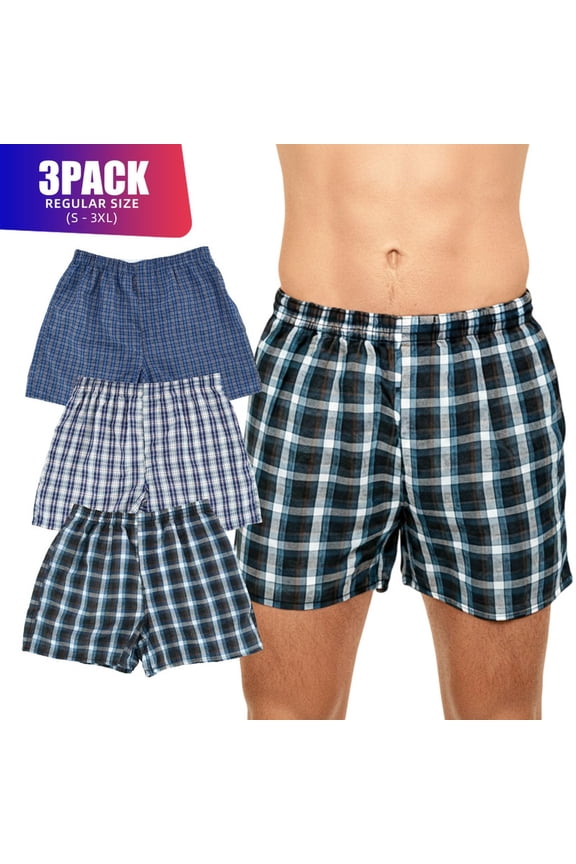 3 Pack Men's Boxer Shorts Random Mixed Color Pack Woven Relaxed Fit Boxers for Men Soft Breathable Mens High quality Underwear with Fly Pouch Elastic Waist comfortable Fabric Menswear