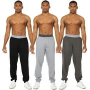 ESSENTIAL ELEMENTS 3 Pack: Men's Brushed French Terry Casual Athletic Lounge Drawstring Pants with Pockets Large, Set A