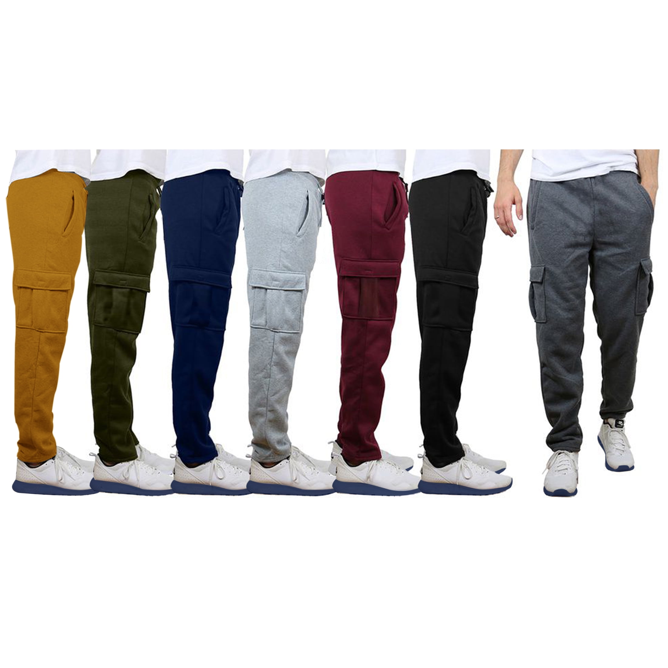 3Pack Men's Casual Solid Cargo Jogger Sweatpants with Pockets