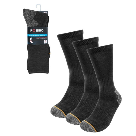 3-Pack Men's Charcoal Heavy Duty Crew Socks