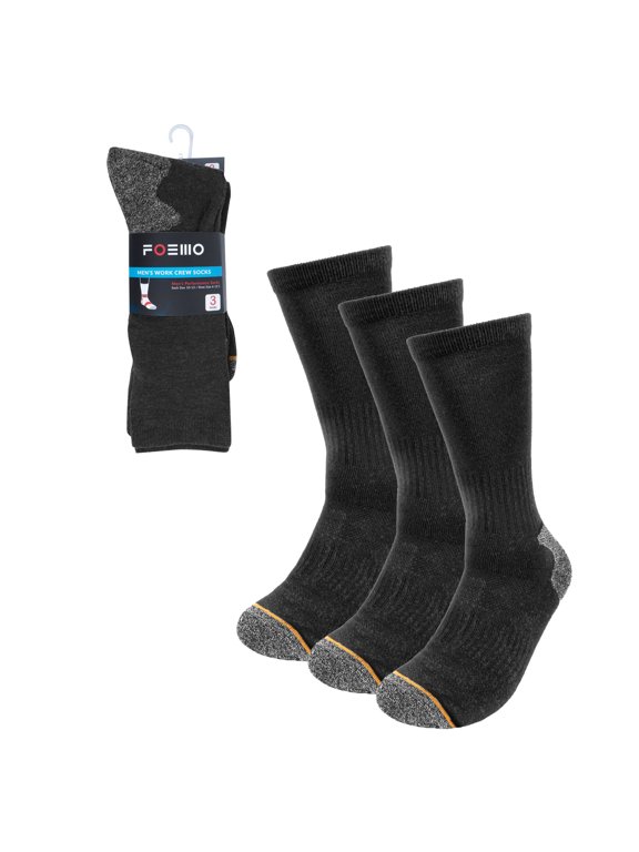 3-Pack Men's Charcoal Heavy Duty Crew Socks
