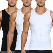 3 Pack Mens Compression Undershirt Tank Top Slimming Shapewear Tummy Control Compression Shirt Stretchy Body Shaper for men