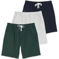 thumbnail image 1 of 3 Pack: Men's Cotton 7" Walk Short With Back Pocket & Drawstring - Casual Wear, 1 of 6