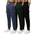 thumbnail image 1 of 3 Pack: Men's Cotton Fleece Cargo Jogger Sweatpants With Pockets, 1 of 6