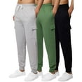 thumbnail image 1 of 3 Pack: Men's Cotton Fleece Cargo Jogger Sweatpants With Pockets, 1 of 6