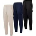 thumbnail image 1 of 3 Pack: Men's Cotton Fleece Cargo Jogger Sweatpants With Pockets, 1 of 6