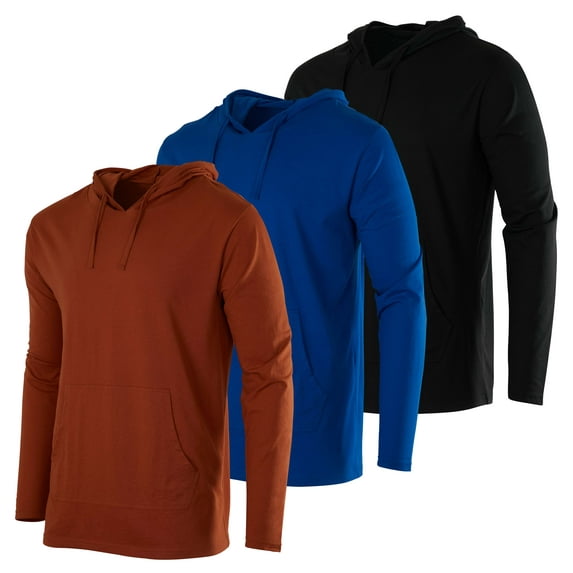 3 Pack: Men's Cotton Lightweight Casual Pullover Drawstring Hoodie With Pocket (Available In Big & Tall)