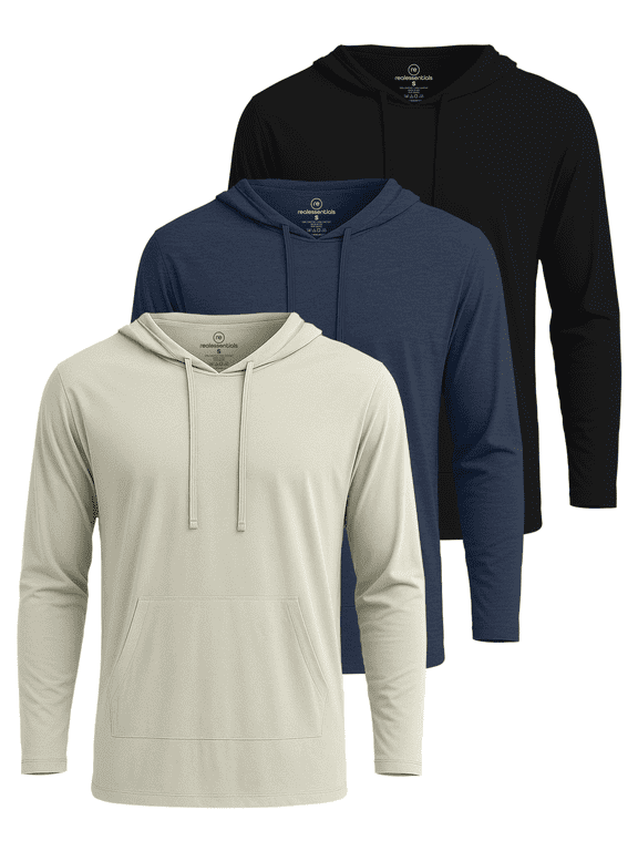 3 Pack: Men's Cotton Lightweight Casual Pullover Drawstring Hoodie With Pocket (Available In Big & Tall)