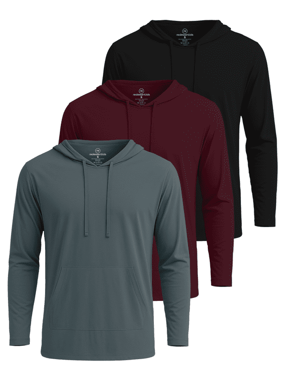 3 Pack: Men's Cotton Lightweight Casual Pullover Drawstring Hoodie With Pocket (Available In Big & Tall)