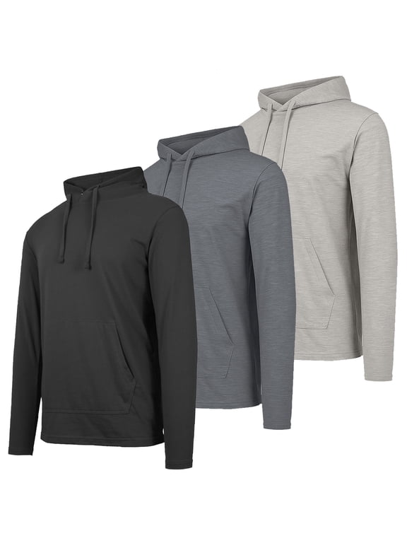 3-Pack Men's Cotton Lightweight Casual Pullover Drawstring Hoodie With Pocket