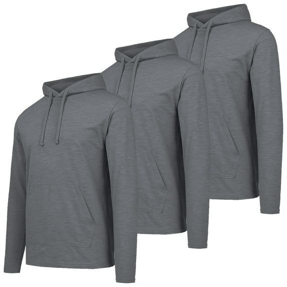 3-Pack Men's Cotton Lightweight Casual Pullover Drawstring Hoodie With Pocket