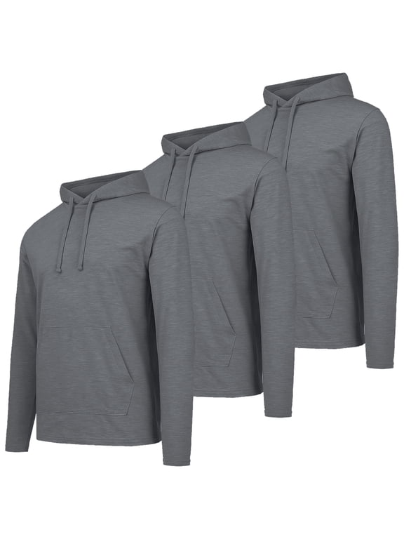 3-Pack Men's Cotton Lightweight Casual Pullover Drawstring Hoodie With Pocket
