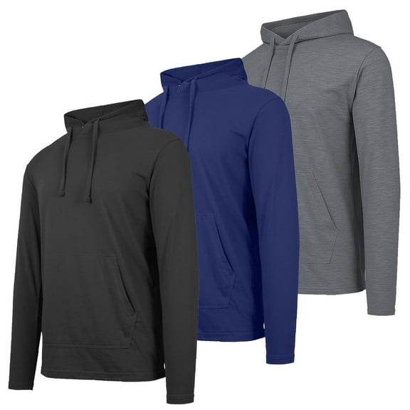 3-Pack Men's Cotton Lightweight Casual Pullover Drawstring Hoodie With Pocket