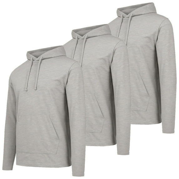 3-Pack Men's Cotton Lightweight Casual Pullover Drawstring Hoodie With Pocket