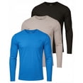thumbnail image 1 of 3 Pack Men's Cotton Long Sleeve Pocket T Shirts Crew Neck Athletic Workout, 1 of 6