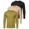 thumbnail image 1 of 3 Pack Men's Cotton Long Sleeve Pocket T Shirts Crew Neck Athletic Workout, 1 of 6
