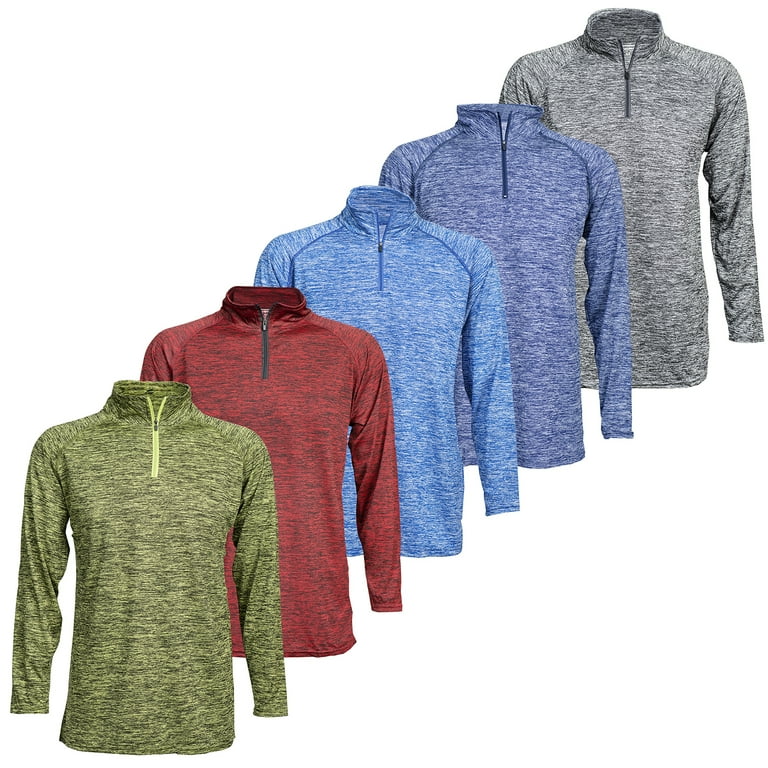 Magg Shop Men s Dri Fit Active Performance 1 4 Zip Long Sleeve Pull Over Random Assorted Colors 3 Pack