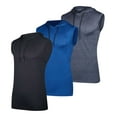 thumbnail image 1 of Real Essentials 3 Pack: Mens Dry-Fit Active Hooded Tank Top - Workout Sleeveless Hoodie Drawstring (Available in Big & Tall), 1 of 7