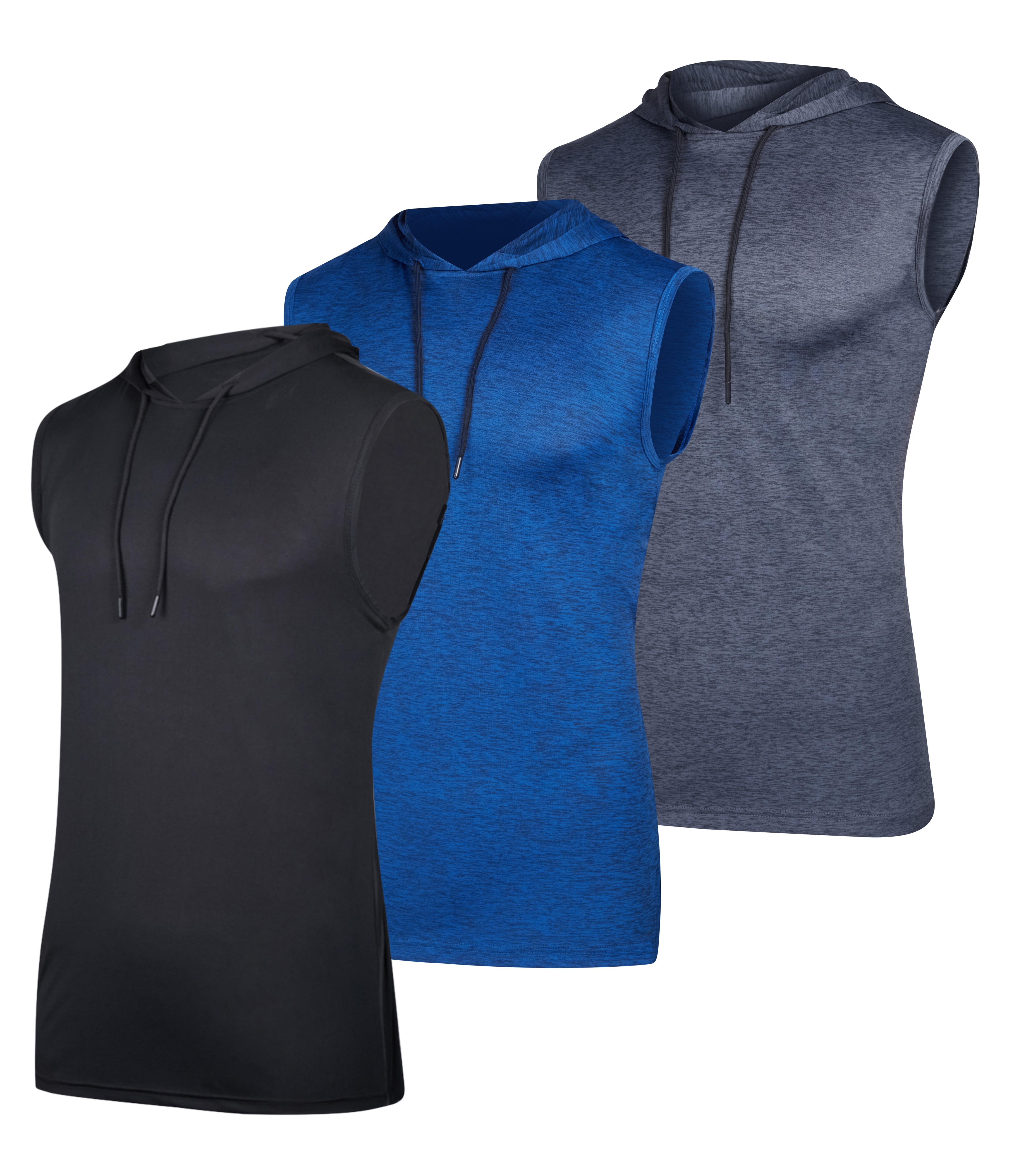 3 Pack Men s Dry Fit Active Hooded Tank Top Workout Sleeveless Hoodie with Drawstring Available in Big Tall Walmart
