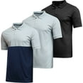 thumbnail image 1 of 3 Pack: Men's Dry-Fit Short Sleeve Active Athletic Performance Polo Shirt- Classic Fit, 1 of 3