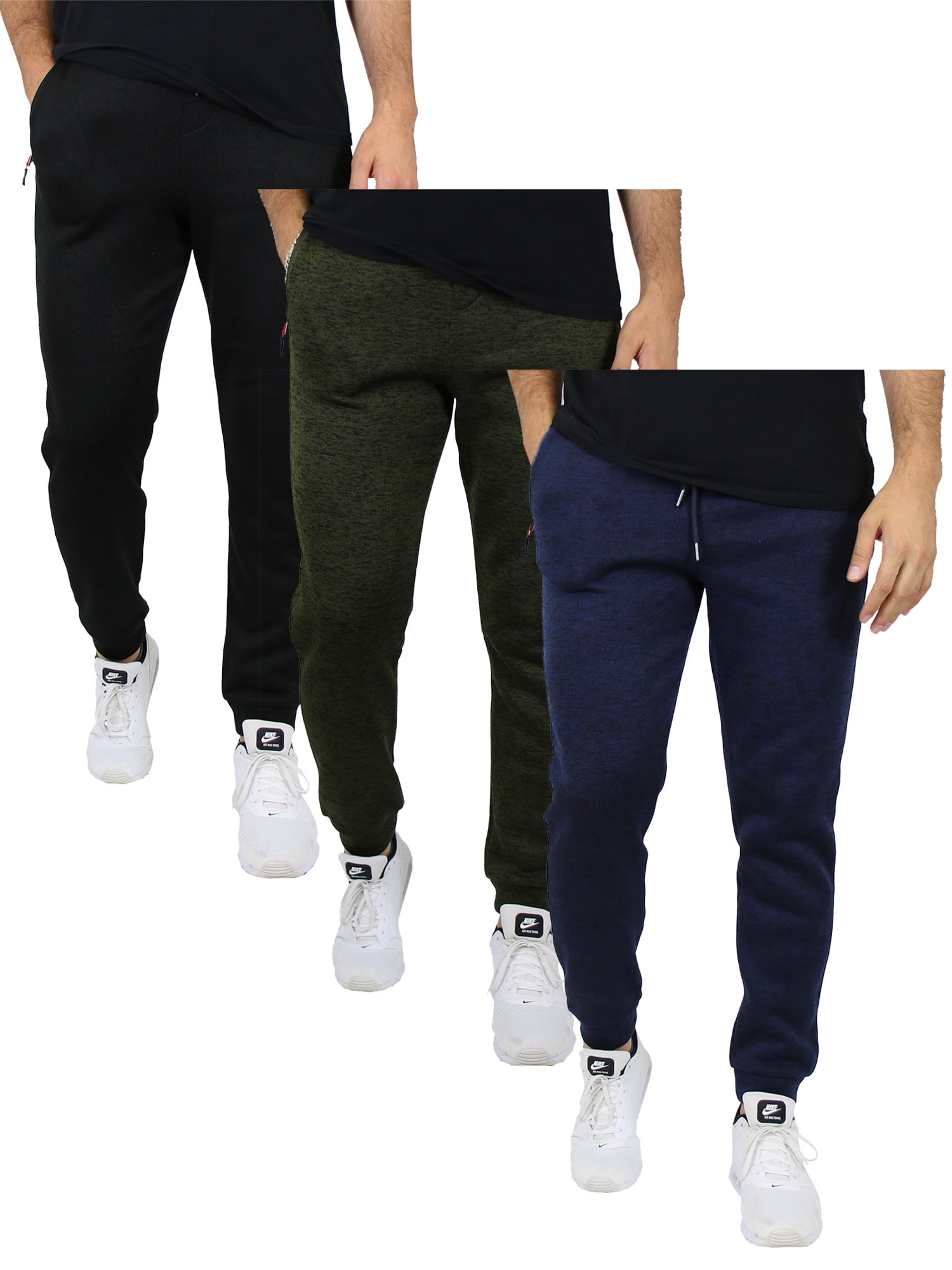 Men\'s Jogger Fleece 3-Pack S-2XL) Terry (Size, & French Slim-Fit