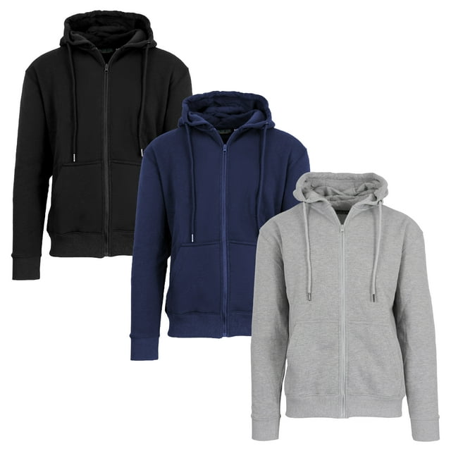 3-Pack Men’s Fleece-Lined Full-Zip Hoodie (S-2XL) - Walmart.com