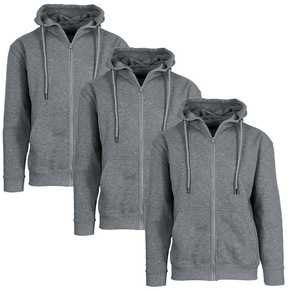 3-Pack Men’s Fleece-Lined Full-Zip Hoodie (S-2XL)
