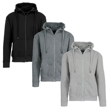 3-Pack Men’s Fleece-Lined Full-Zip Hoodie (S-2XL)