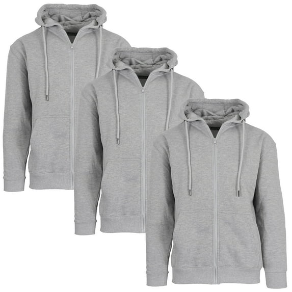 3-Pack Men’s Fleece-Lined Full-Zip Hoodie (S-2XL)